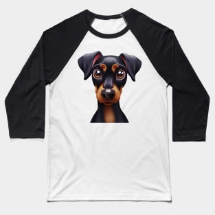 Charming Doberman Pinscher Illustration Baseball T-Shirt